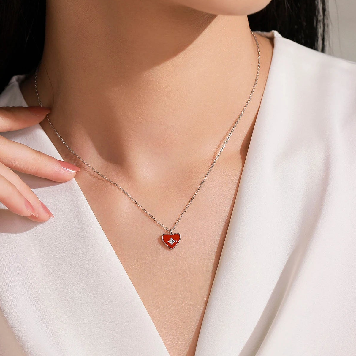 "PURE HEART GEM" Sterling Silber Halskette