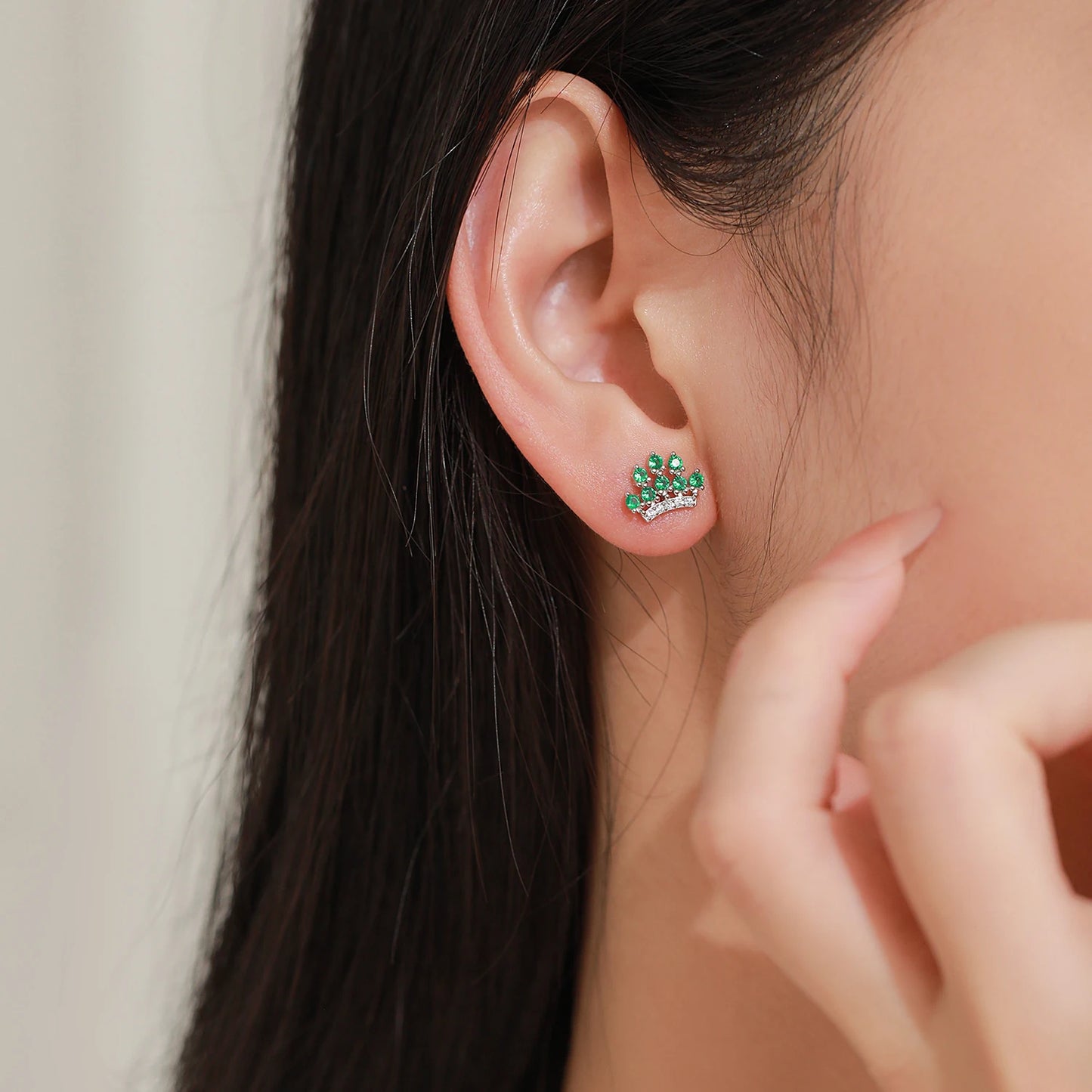 "SMARAGD CROWN" Sterling Silber Ohrringe